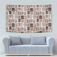 Vintage Aloha Block Quilt Tapestry Beige Inspired Lei Motifs LT9 - Polynesian Pride