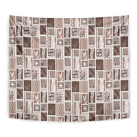 Vintage Aloha Block Quilt Tapestry Beige Inspired Lei Motifs LT9 - Polynesian Pride