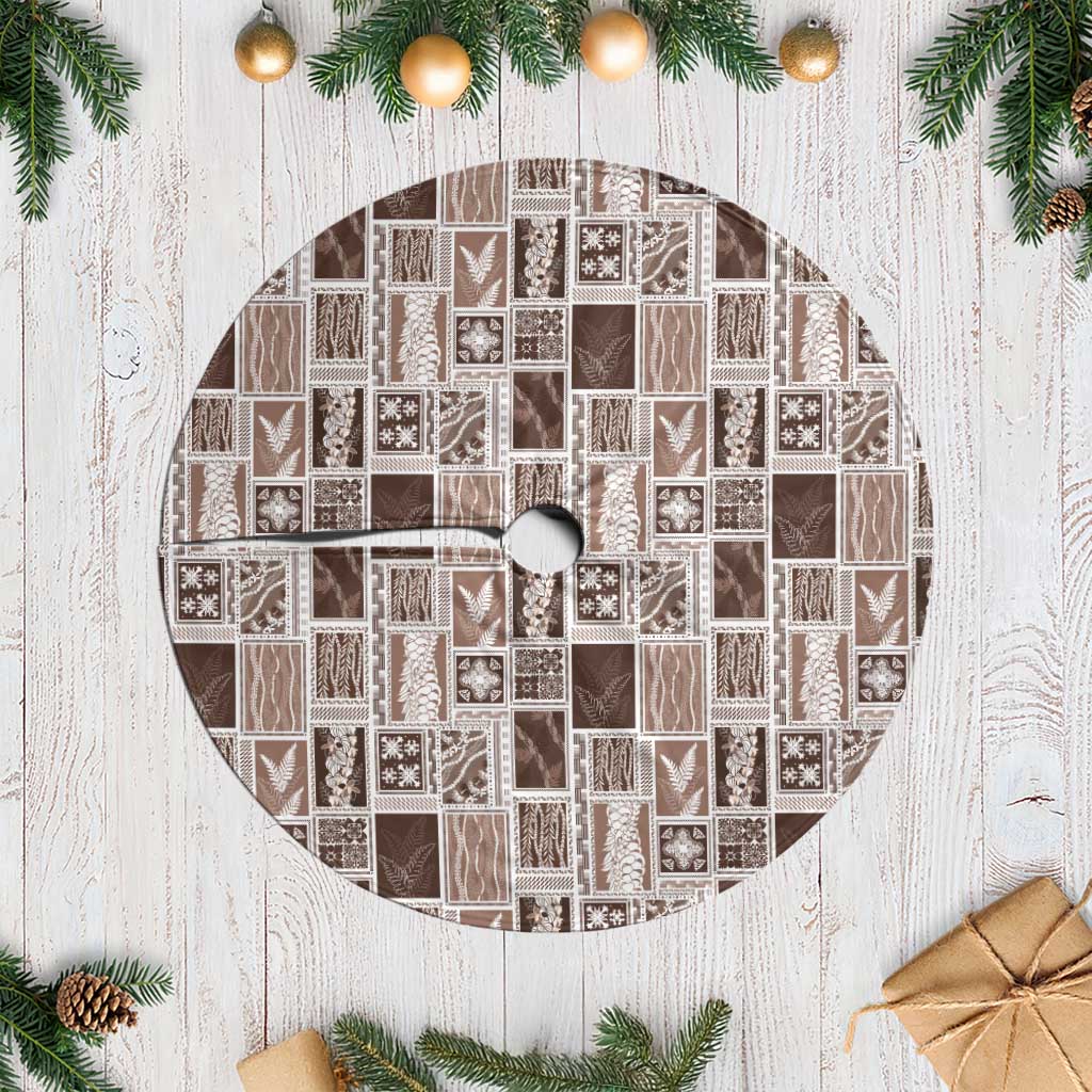 Vintage Aloha Block Quilt Tree Skirt Beige Inspired Lei Motifs LT9 Casual Beige - Polynesian Pride