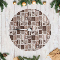 Vintage Aloha Block Quilt Tree Skirt Beige Inspired Lei Motifs LT9 Casual Beige - Polynesian Pride