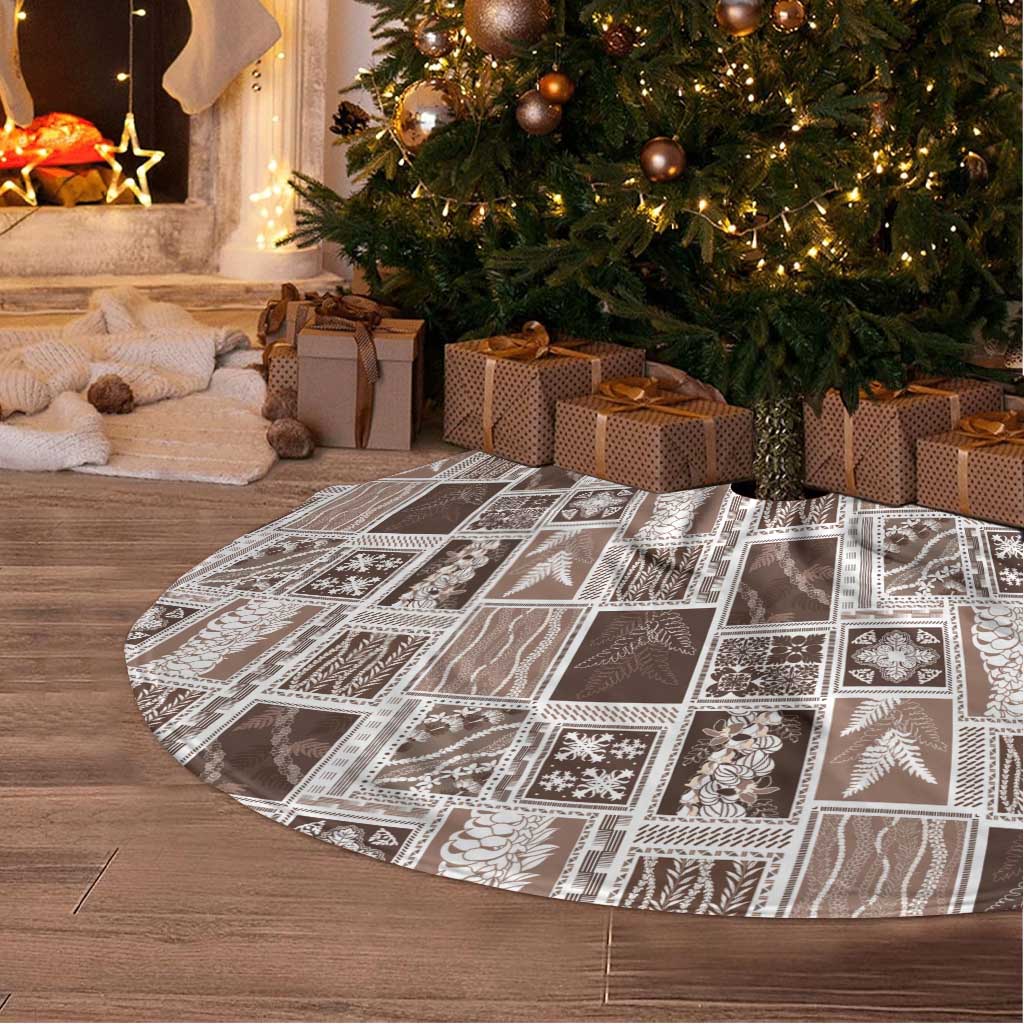 Vintage Aloha Block Quilt Tree Skirt Beige Inspired Lei Motifs LT9 - Polynesian Pride