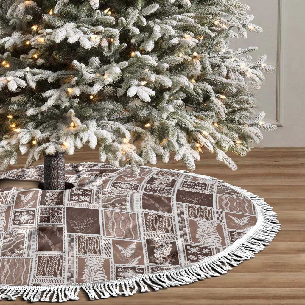 Vintage Aloha Block Quilt Tree Skirt Beige Inspired Lei Motifs LT9 - Polynesian Pride