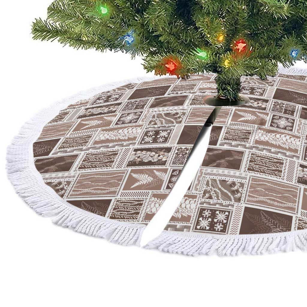 Vintage Aloha Block Quilt Tree Skirt Beige Inspired Lei Motifs LT9 - Polynesian Pride