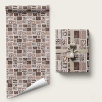 Vintage Aloha Block Quilt Wrapping Paper Beige Inspired Lei Motifs LT9 58" × 23" Beige - Polynesian Pride