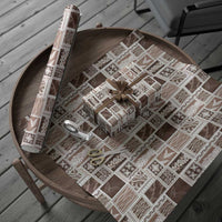 Vintage Aloha Block Quilt Wrapping Paper Beige Inspired Lei Motifs LT9 - Polynesian Pride