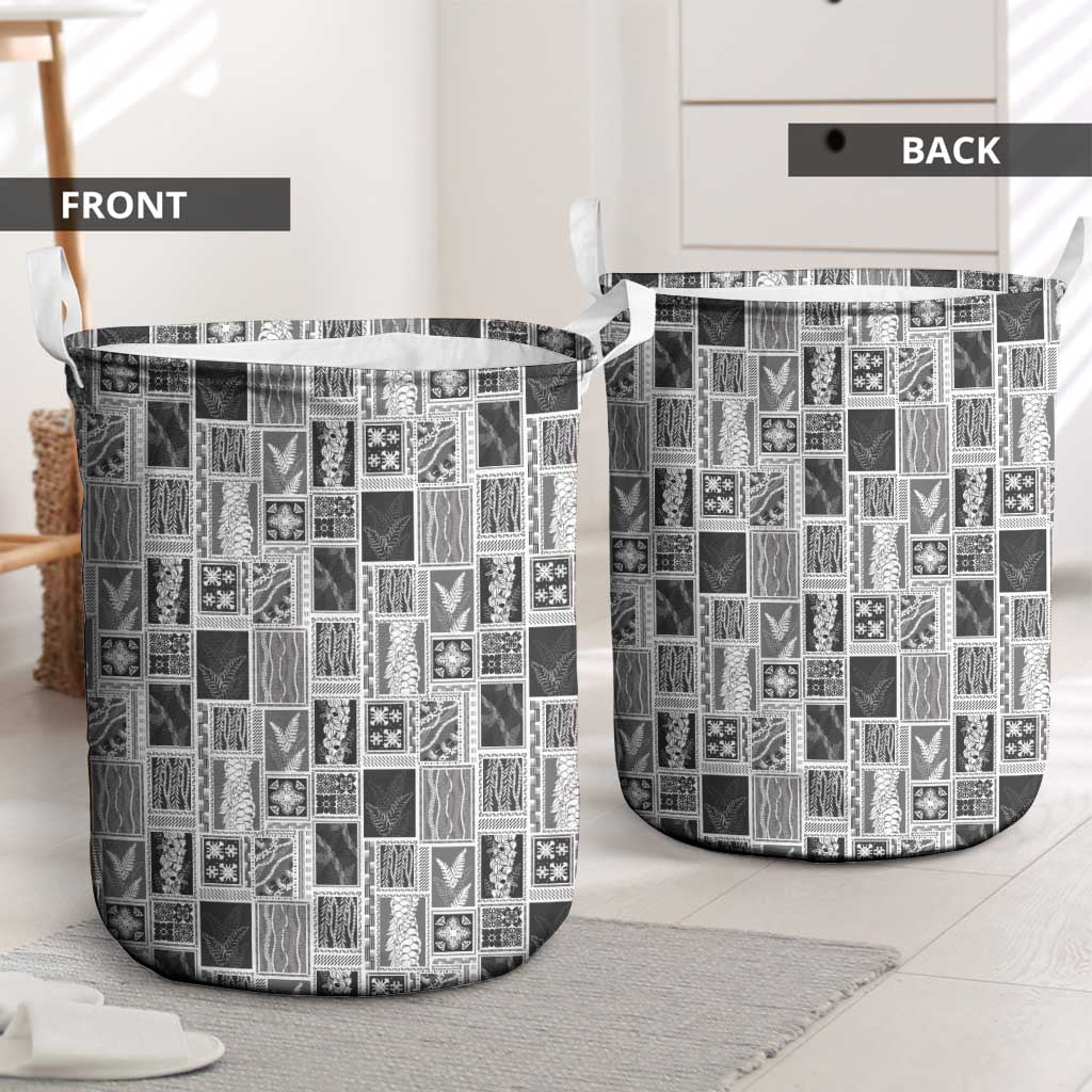 Vintage Aloha Block Quilt Laundry Basket Black Inspired Lei Motifs LT9 - Polynesian Pride