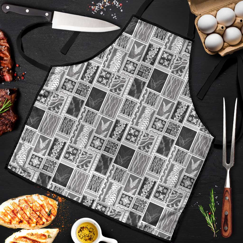 Vintage Aloha Block Quilt Apron Black Inspired Lei Motifs LT9 Black - Polynesian Pride
