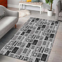 Vintage Aloha Block Quilt Area Rug Black Inspired Lei Motifs LT9 - Polynesian Pride