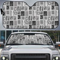 Vintage Aloha Block Quilt Auto Sun Shade Black Inspired Lei Motifs LT9 Black - Polynesian Pride