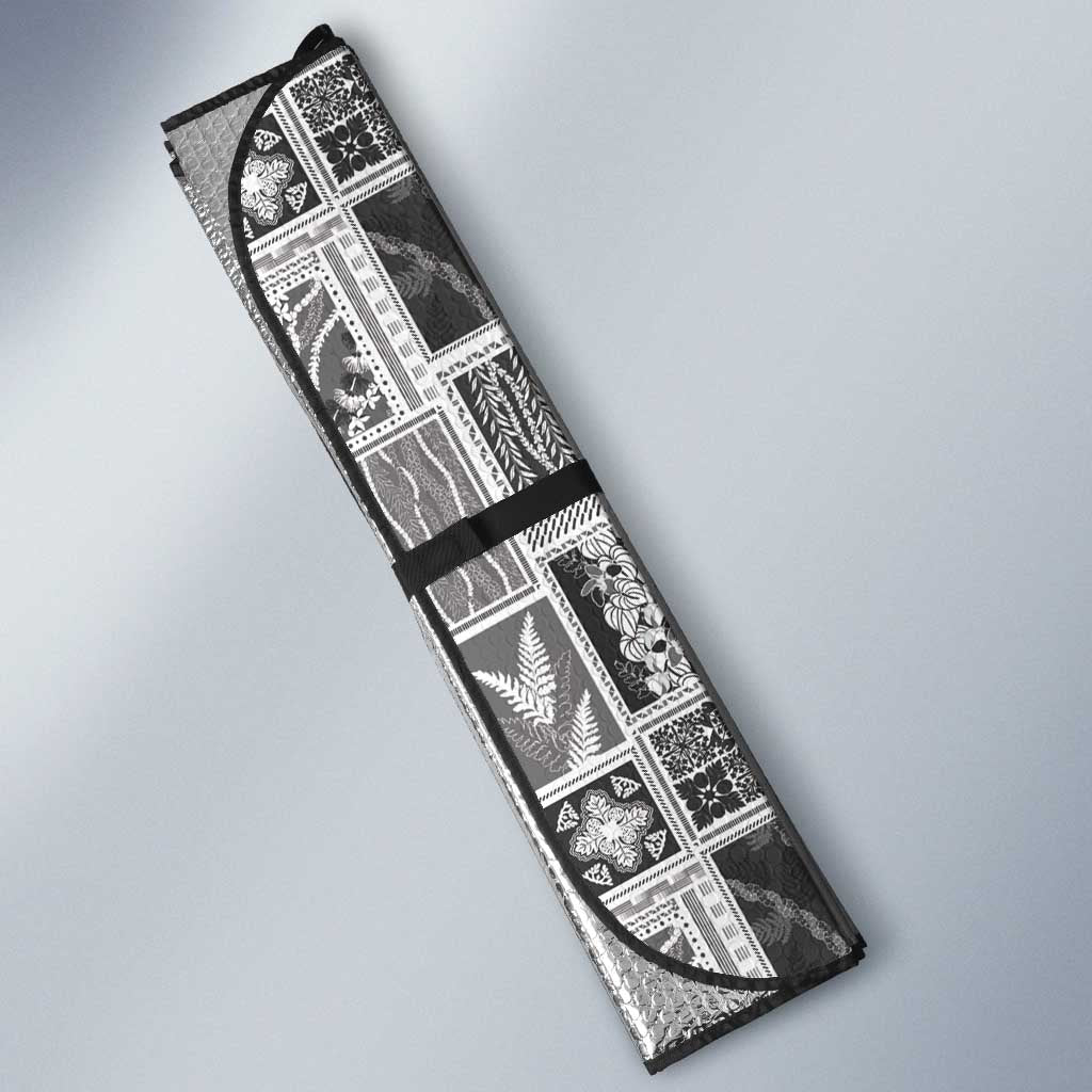 Vintage Aloha Block Quilt Auto Sun Shade Black Inspired Lei Motifs LT9 - Polynesian Pride