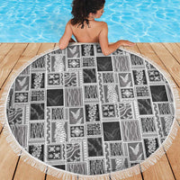 Vintage Aloha Block Quilt Beach Blanket Black Inspired Lei Motifs LT9 - Polynesian Pride