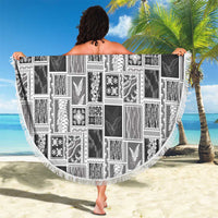Vintage Aloha Block Quilt Beach Blanket Black Inspired Lei Motifs LT9 - Polynesian Pride