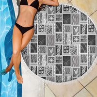 Vintage Aloha Block Quilt Beach Blanket Black Inspired Lei Motifs LT9 - Polynesian Pride
