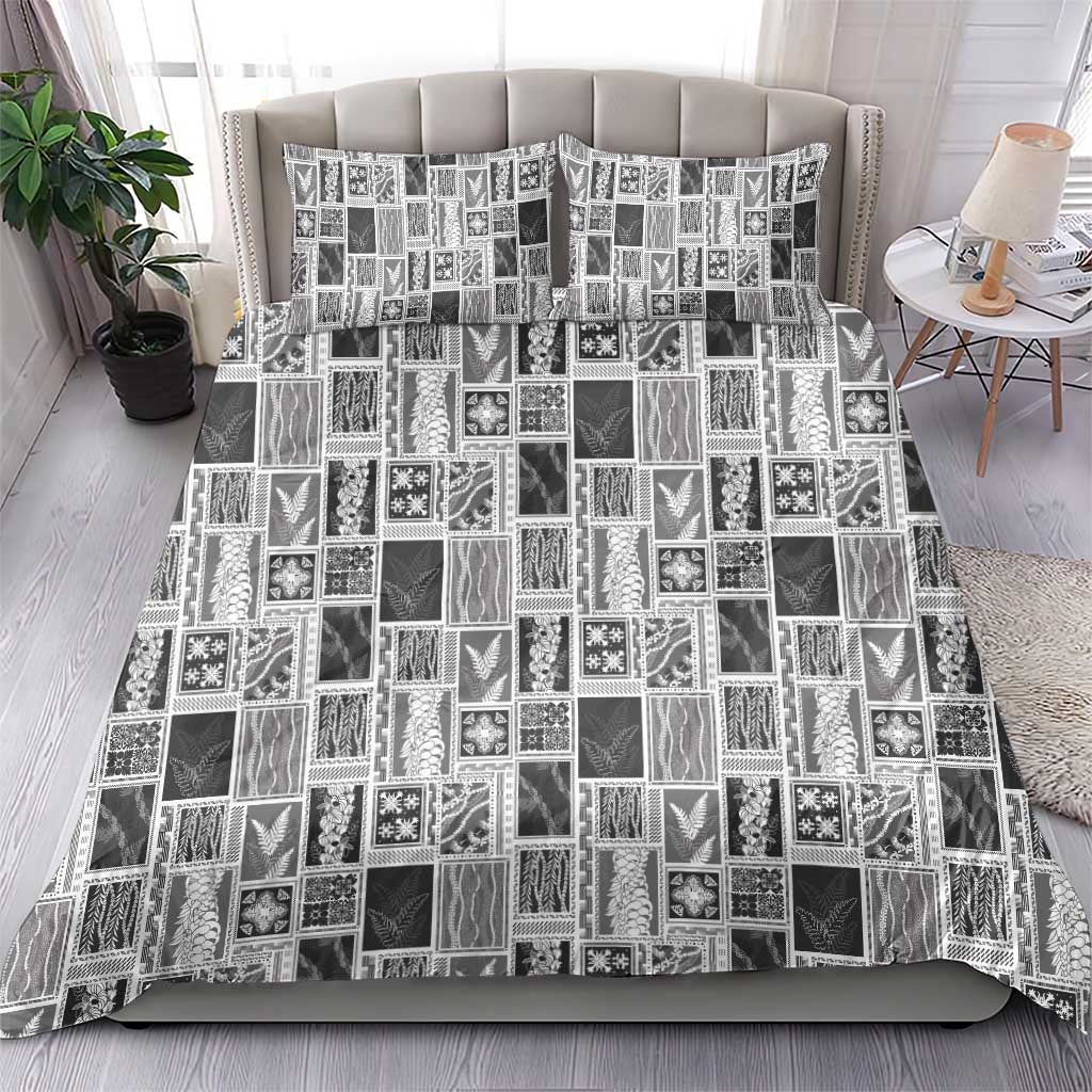 Vintage Aloha Block Quilt Bedding Set Black Inspired Lei Motifs LT9 - Polynesian Pride