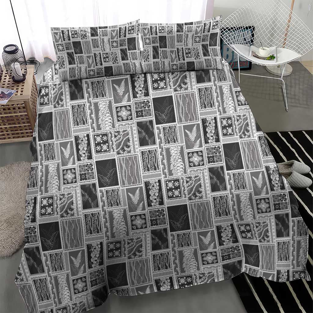 Vintage Aloha Block Quilt Bedding Set Black Inspired Lei Motifs LT9 - Polynesian Pride