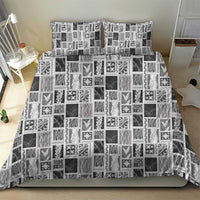 Vintage Aloha Block Quilt Bedding Set Black Inspired Lei Motifs LT9 - Polynesian Pride