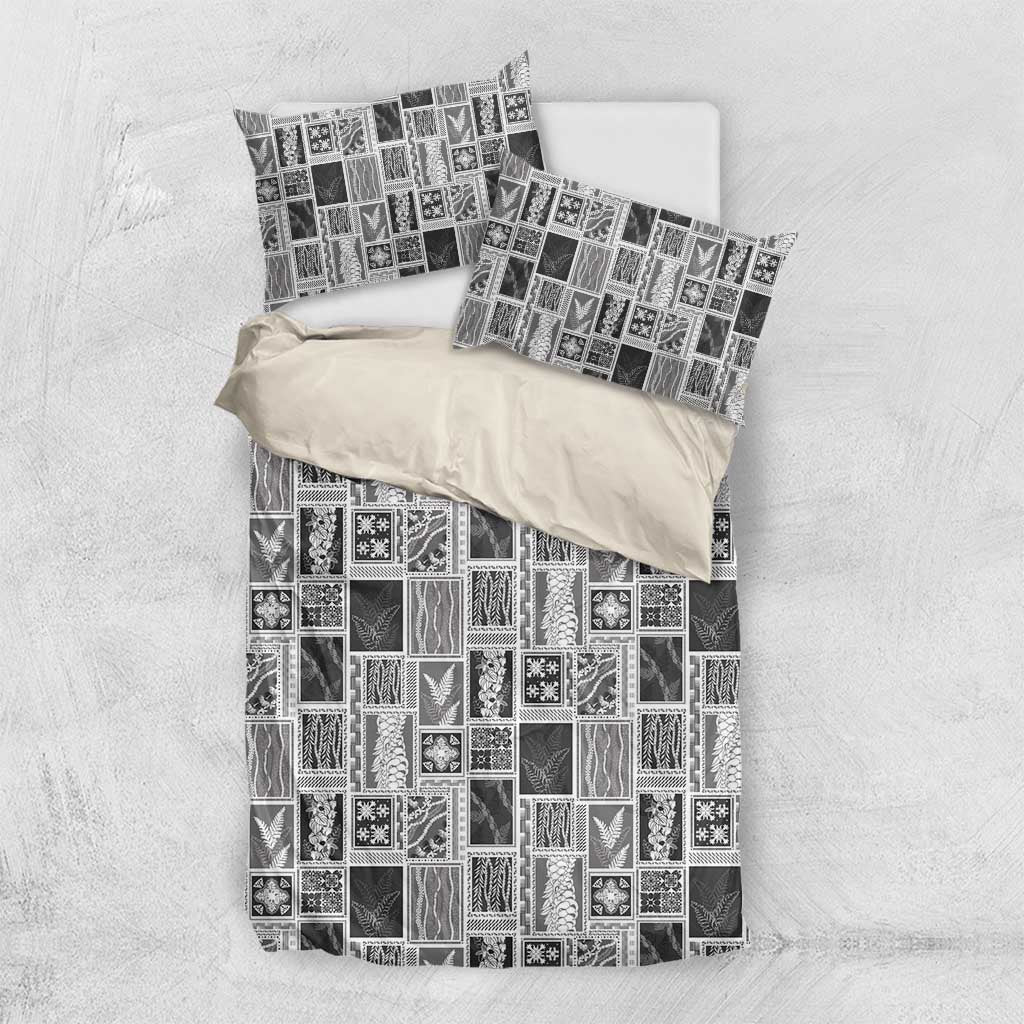 Vintage Aloha Block Quilt Bedding Set Black Inspired Lei Motifs LT9 US Twin 172cm x 218cm Black - Polynesian Pride