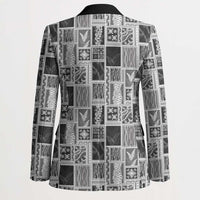 Vintage Aloha Block Quilt Blazer Black Inspired Lei Motifs LT9 - Polynesian Pride
