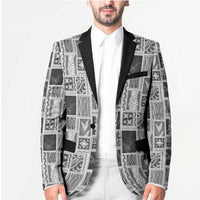 Vintage Aloha Block Quilt Blazer Black Inspired Lei Motifs LT9 - Polynesian Pride