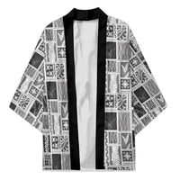 Vintage Aloha Block Quilt Kimono Black Inspired Lei Motifs LT9 Unisex Black - Polynesian Pride