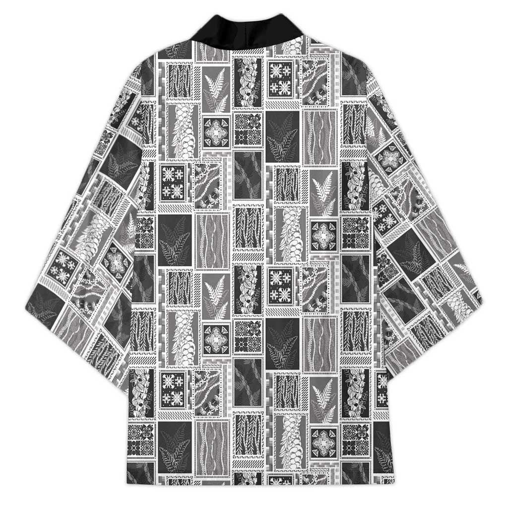 Vintage Aloha Block Quilt Kimono Black Inspired Lei Motifs LT9 - Polynesian Pride