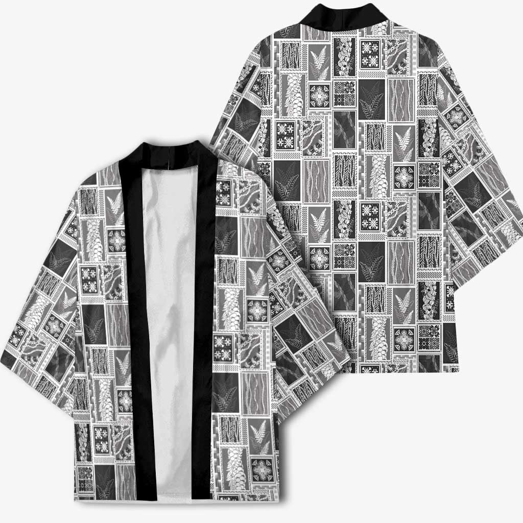 Vintage Aloha Block Quilt Kimono Black Inspired Lei Motifs LT9 - Polynesian Pride