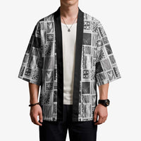 Vintage Aloha Block Quilt Kimono Black Inspired Lei Motifs LT9 - Polynesian Pride
