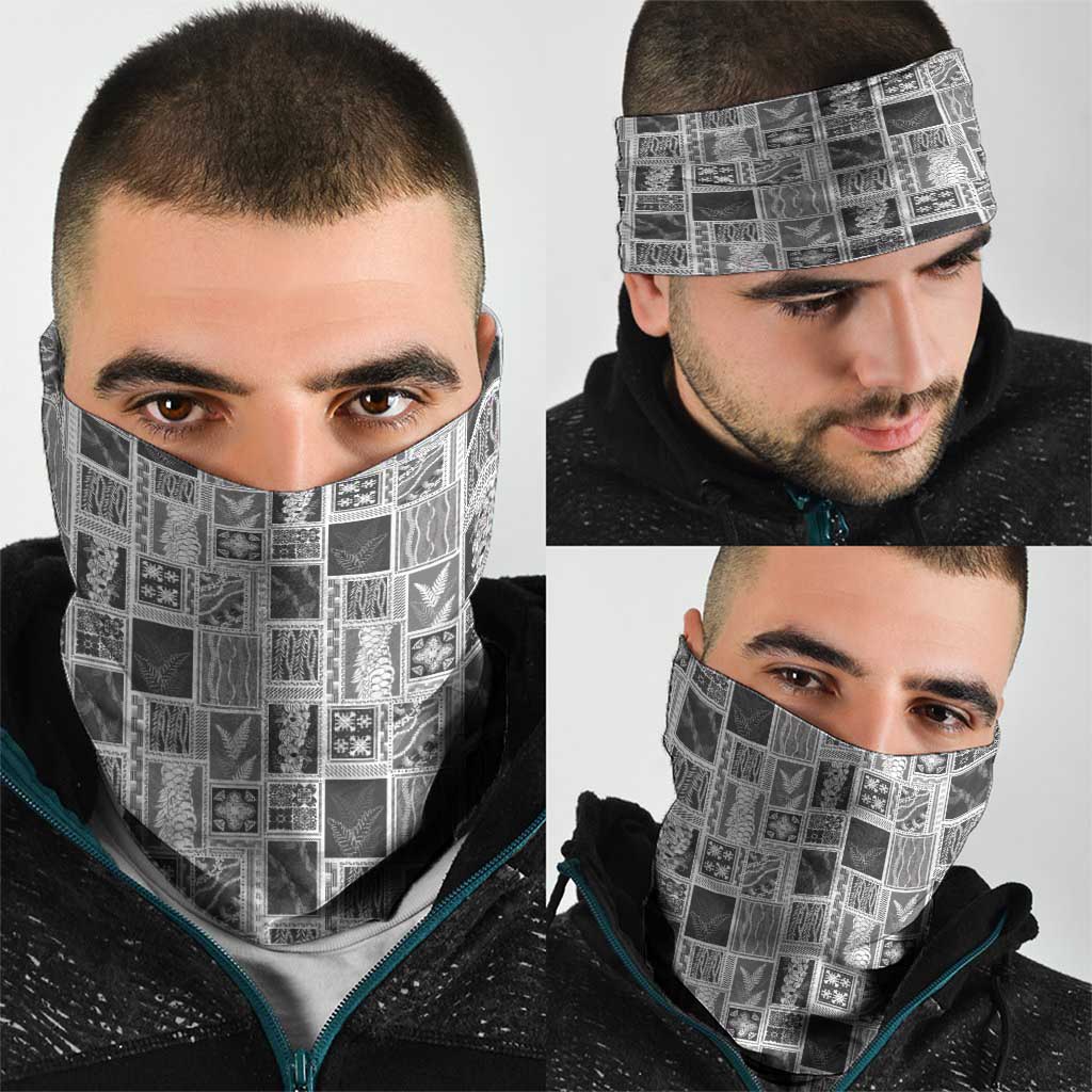 Vintage Aloha Block Quilt Neck Gaiter Black Inspired Lei Motifs LT9 - Polynesian Pride