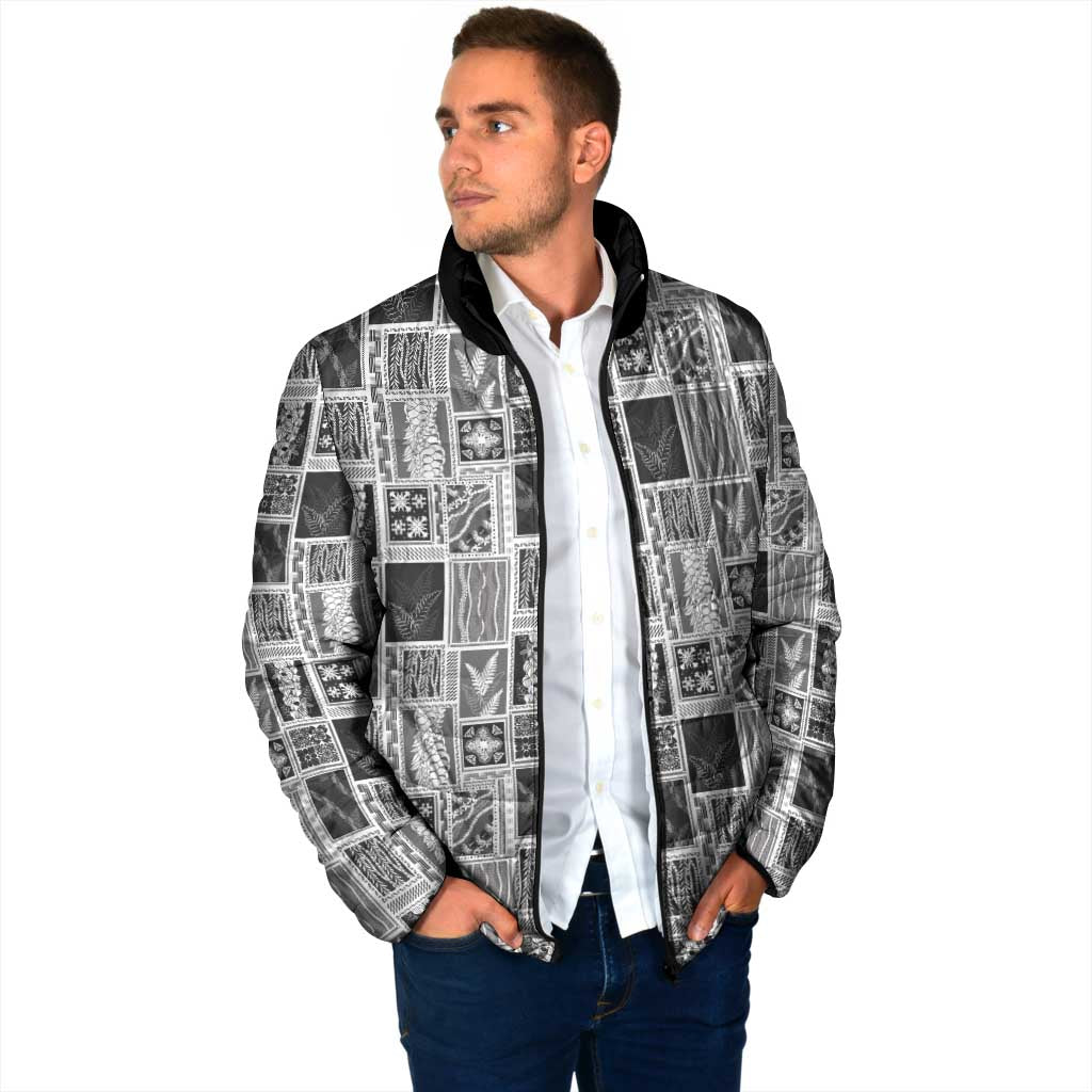 Vintage Aloha Block Quilt Padded Jacket Black Inspired Lei Motifs LT9 - Polynesian Pride