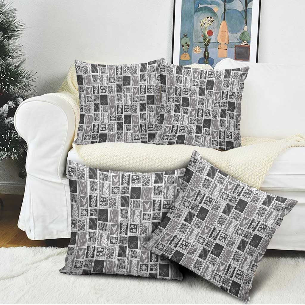 Vintage Aloha Block Quilt Pillow Cover Black Inspired Lei Motifs LT9 - Polynesian Pride