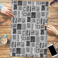 Vintage Aloha Block Quilt Puzzle Black Inspired Lei Motifs LT9 Black - Polynesian Pride
