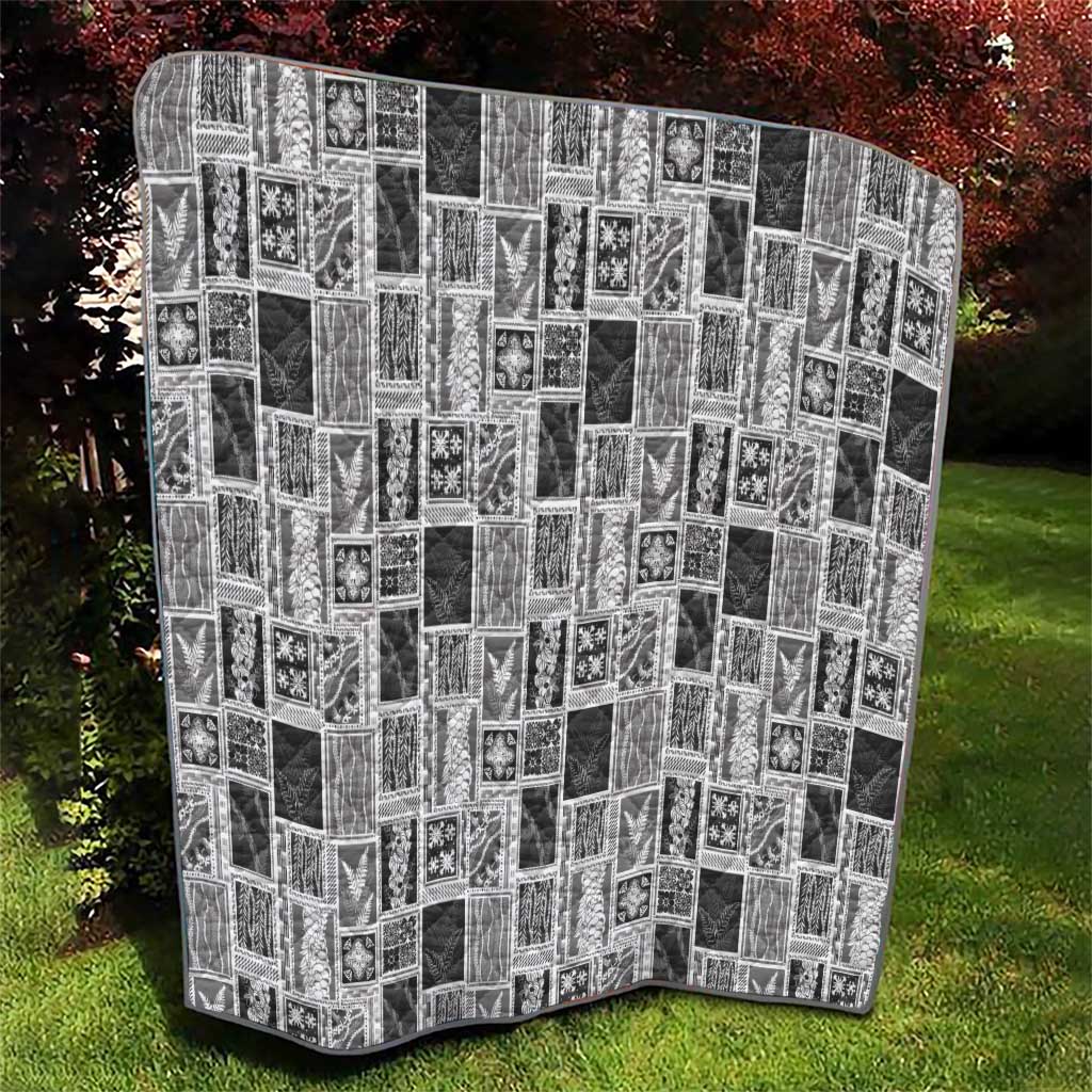 Vintage Aloha Block Quilt Quilt Black Inspired Lei Motifs LT9 - Polynesian Pride