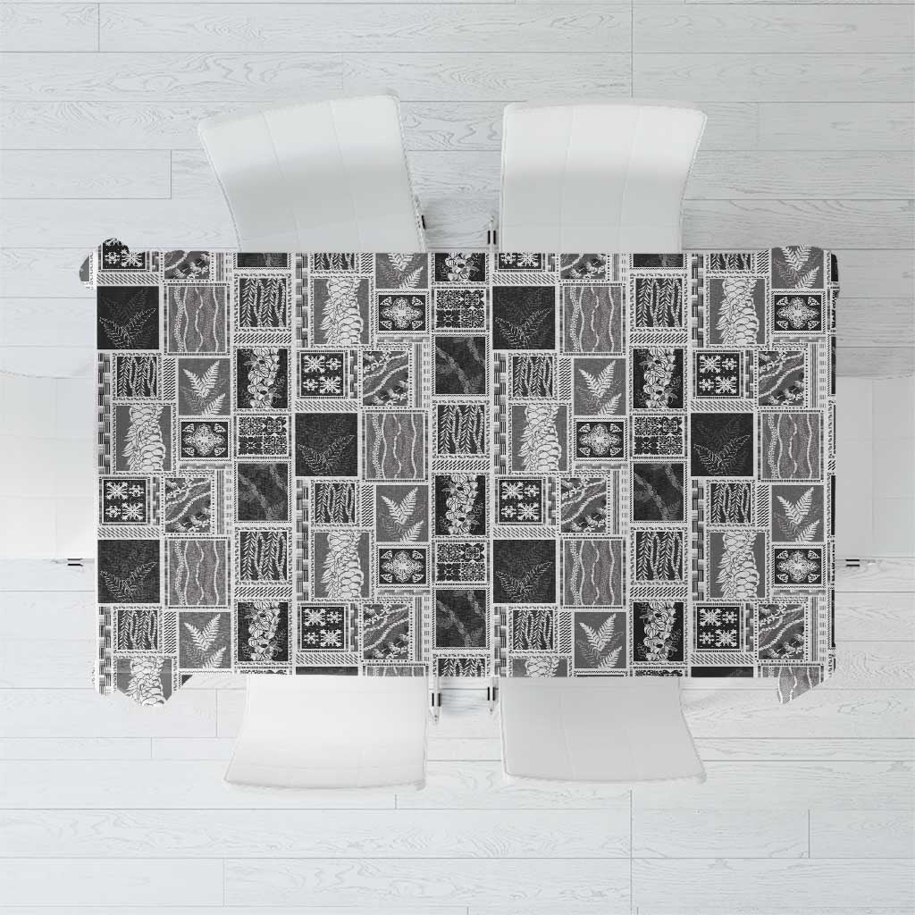 Vintage Aloha Block Quilt Tablecloth Black Inspired Lei Motifs LT9 Black - Polynesian Pride