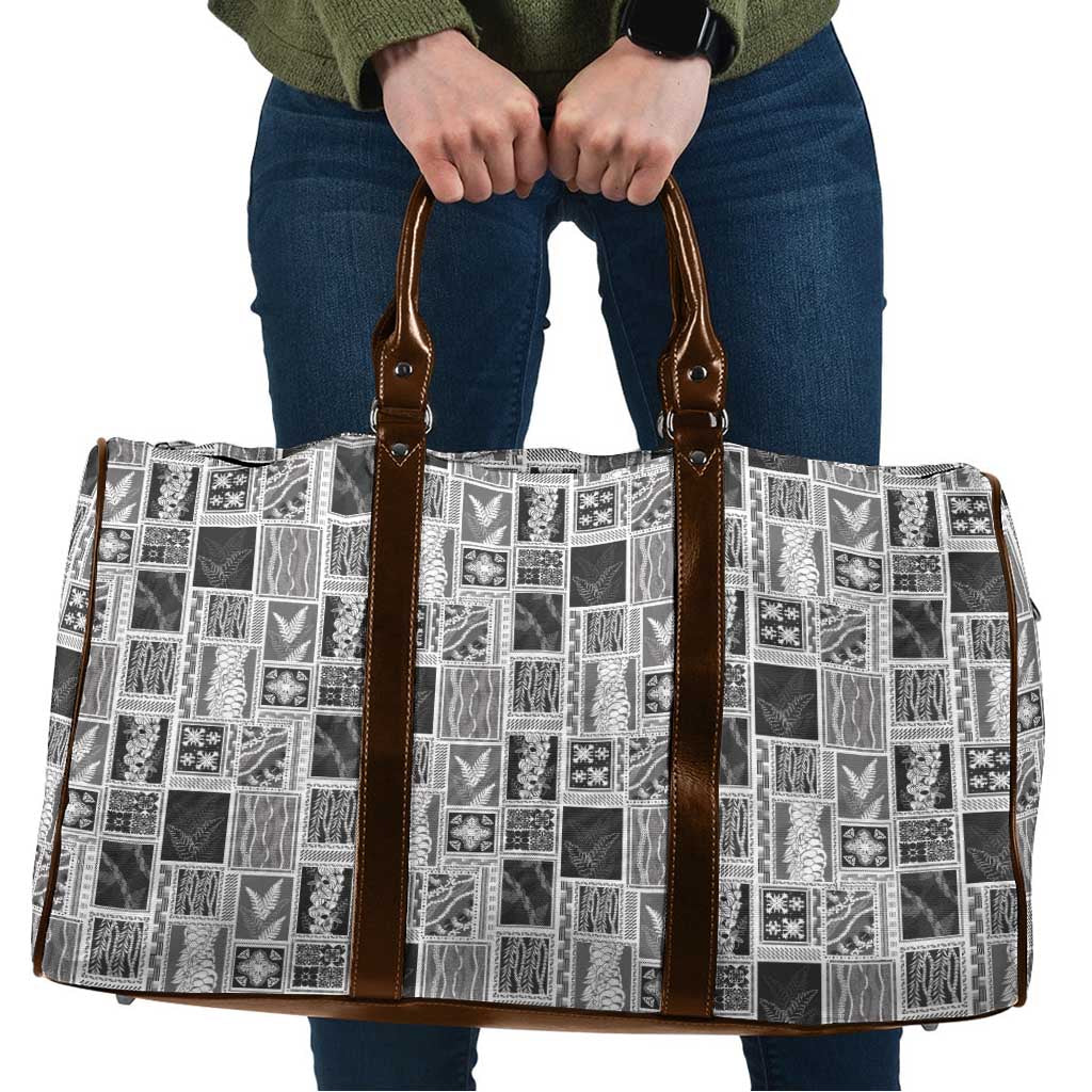 Vintage Aloha Block Quilt Travel Bag Black Inspired Lei Motifs LT9 Black - Polynesian Pride