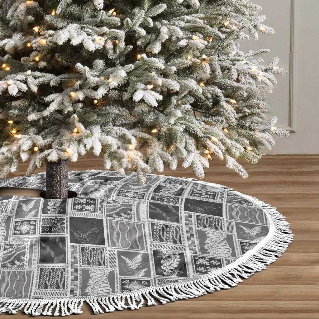 Vintage Aloha Block Quilt Tree Skirt Black Inspired Lei Motifs LT9 - Polynesian Pride