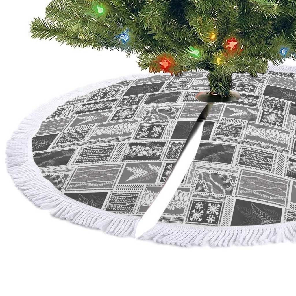Vintage Aloha Block Quilt Tree Skirt Black Inspired Lei Motifs LT9 - Polynesian Pride