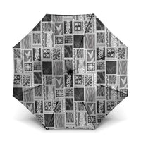 Vintage Aloha Block Quilt Umbrella Black Inspired Lei Motifs LT9 One Size Folded 11.42 inch Opened Diameter 37.4 inch Black - Polynesian Pride