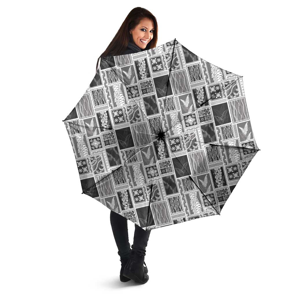 Vintage Aloha Block Quilt Umbrella Black Inspired Lei Motifs LT9 - Polynesian Pride
