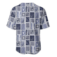 Vintage Aloha Block Quilt Baseball Jersey Blue Inspired Lei Motifs LT9 - Polynesian Pride