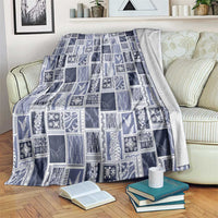 Vintage Aloha Block Quilt Blanket Blue Inspired Lei Motifs LT9 Blue - Polynesian Pride