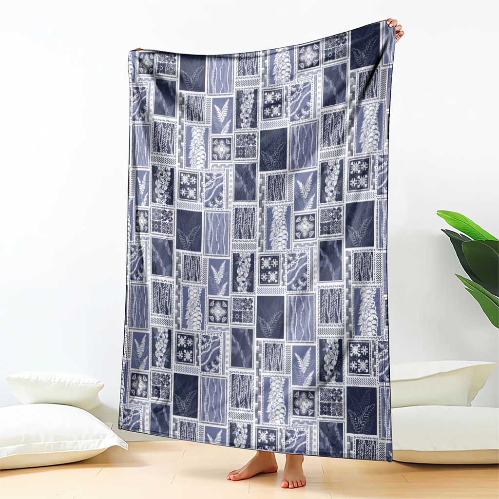 Vintage Aloha Block Quilt Blanket Blue Inspired Lei Motifs LT9 - Polynesian Pride