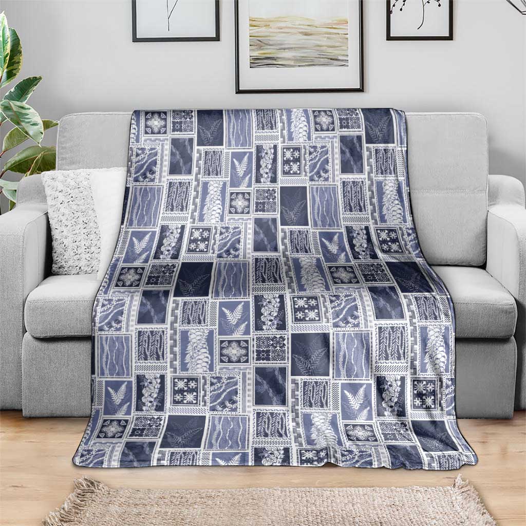 Vintage Aloha Block Quilt Blanket Blue Inspired Lei Motifs LT9 - Polynesian Pride