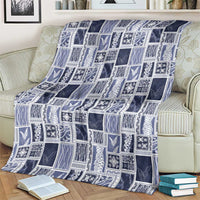 Vintage Aloha Block Quilt Blanket Blue Inspired Lei Motifs LT9 - Polynesian Pride
