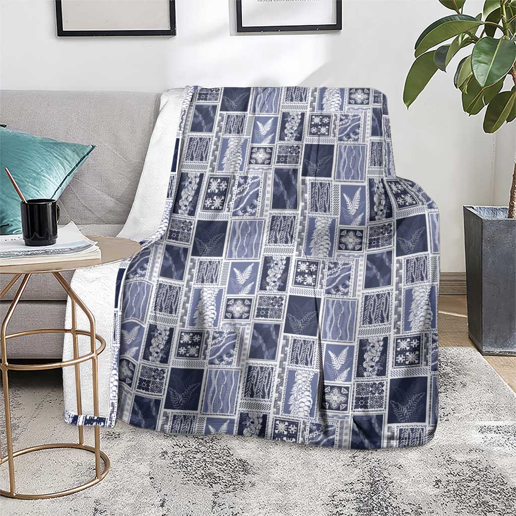 Vintage Aloha Block Quilt Blanket Blue Inspired Lei Motifs LT9 - Polynesian Pride
