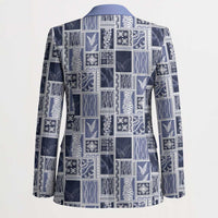 Vintage Aloha Block Quilt Blazer Blue Inspired Lei Motifs LT9 - Polynesian Pride