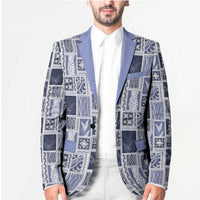 Vintage Aloha Block Quilt Blazer Blue Inspired Lei Motifs LT9 - Polynesian Pride