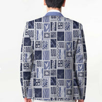 Vintage Aloha Block Quilt Blazer Blue Inspired Lei Motifs LT9 - Polynesian Pride
