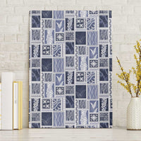 Vintage Aloha Block Quilt Canvas Wall Art Blue Inspired Lei Motifs LT9 Without Frame Blue - Polynesian Pride