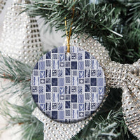 Vintage Aloha Block Quilt Ceramic Ornament Blue Inspired Lei Motifs LT9 - Polynesian Pride