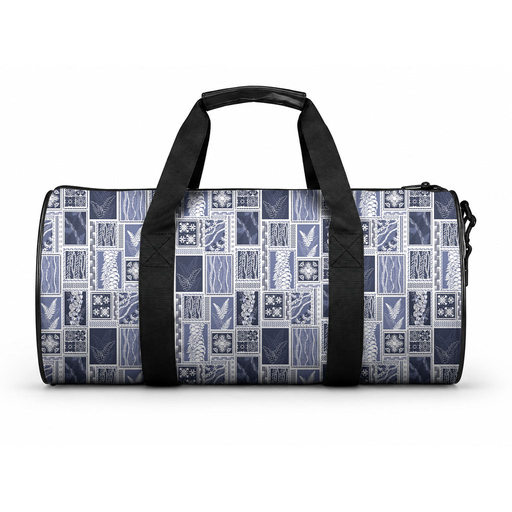 Vintage Aloha Block Quilt Duffle Bag Blue Inspired Lei Motifs LT9 One size Blue - Polynesian Pride